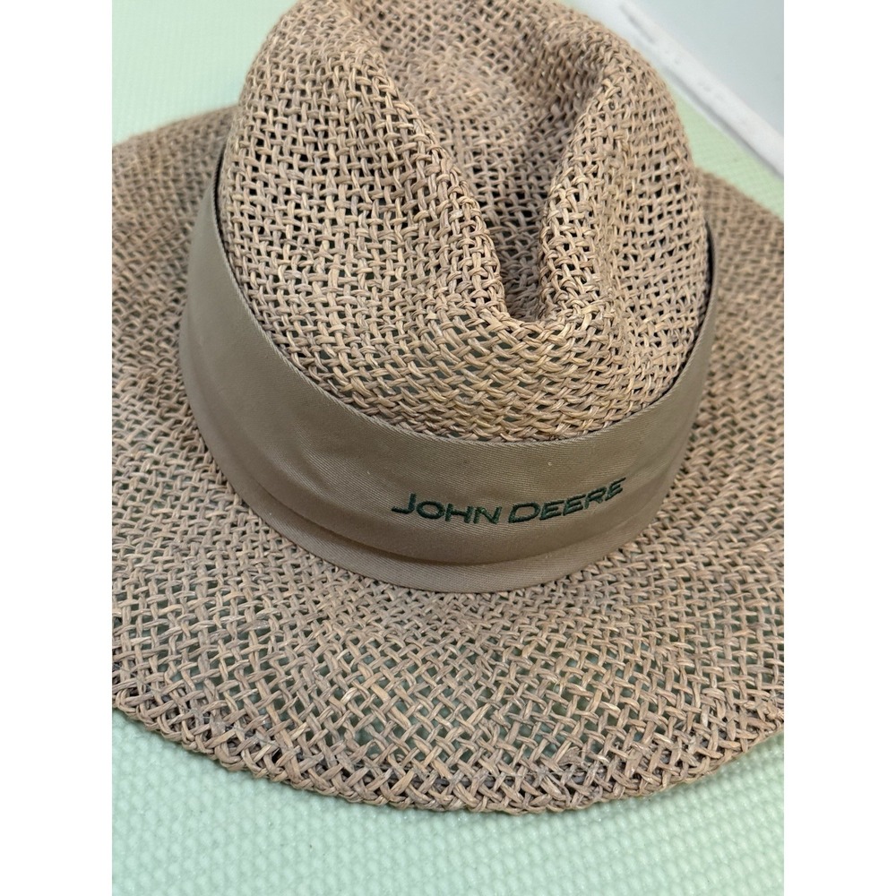 Vtg John Deere Hat 100% Natural Fibre OSFA Sun hat Farmer Straw Summer